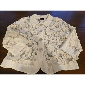 Connie's Moon Light in Los Angeles Jacket Women's L Floral Lace Big Buttons BOHO